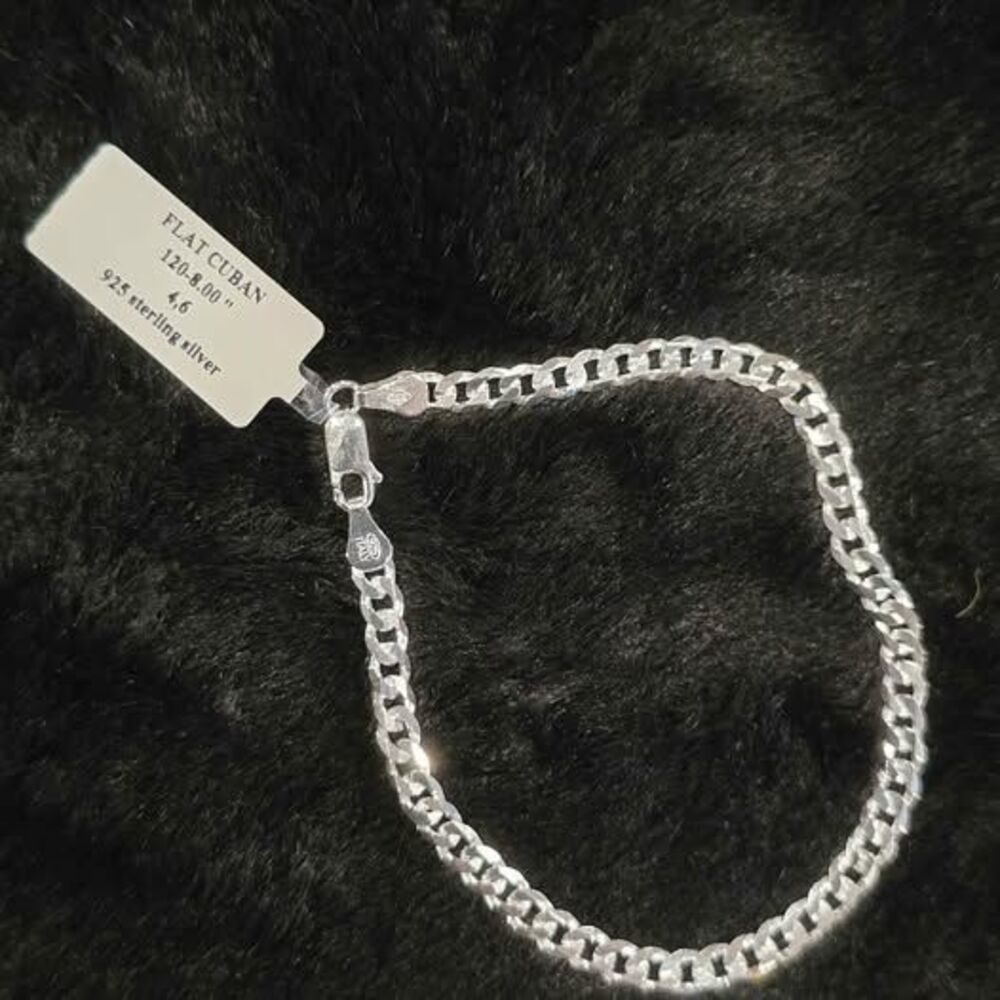 8" .925 Sterling Silver Flat Cuban Link Bracelet
